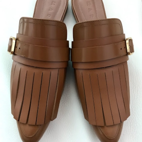 MARNI Leather Fringe Flat Kiltie Mule - SIZE 40 - Picture 3 of 6